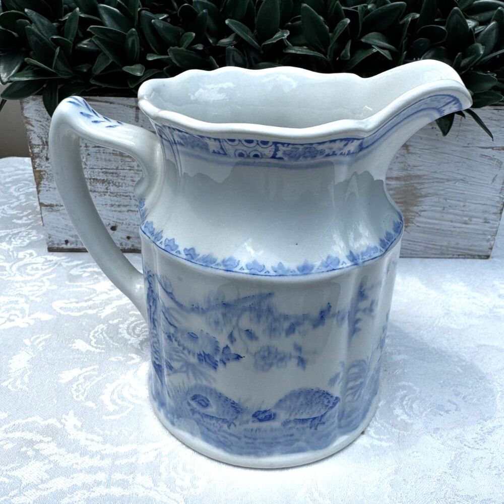 Gorgeous blue and white pitcher; Furnivals Quail 1913 England must see - Picture 2 of 8